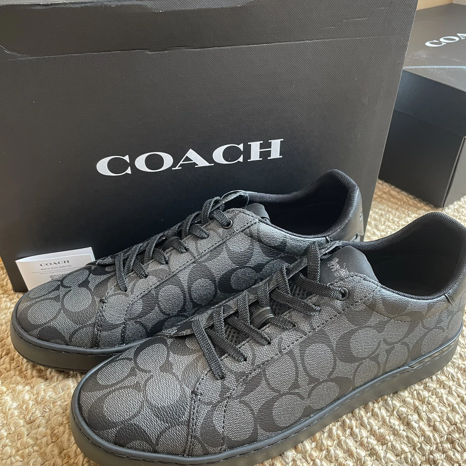 Coach Clip Signature Low Top Sneaker Charcoal Black G4949 Men's Size 11 New