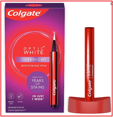 Colgate Optic White Overnight Teeth Whitening Pen, Teeth Stain Remover, 35 Uses