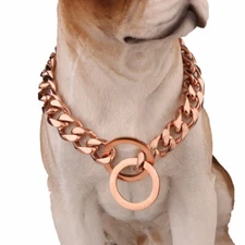 Dog Chain Collar Stainless Steel Cuban Link 10-19MM Multi-Color for S/M/L Dogs