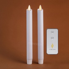 Luminara white Flameless Taper Candles Real Wax Moving Wick Timer 0.9"D x 9.5"H