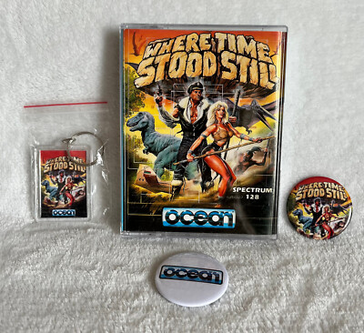 Spectrum 128 Where Time Stood Still Spiel, funktioniert, NEUE Hülle, GRATIS Badge/Schlüsselanhänger
