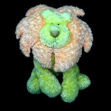 Russ Baby Leon Orange Yellow Lion Plush Rattle 12" Stuffed Animal Sits Shaggy