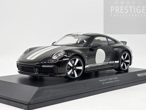 Minichamps 2022 Porsche 911 (992) Sport Classic Coupe Black w Stripe 1:18 - New - Picture 10 of 13