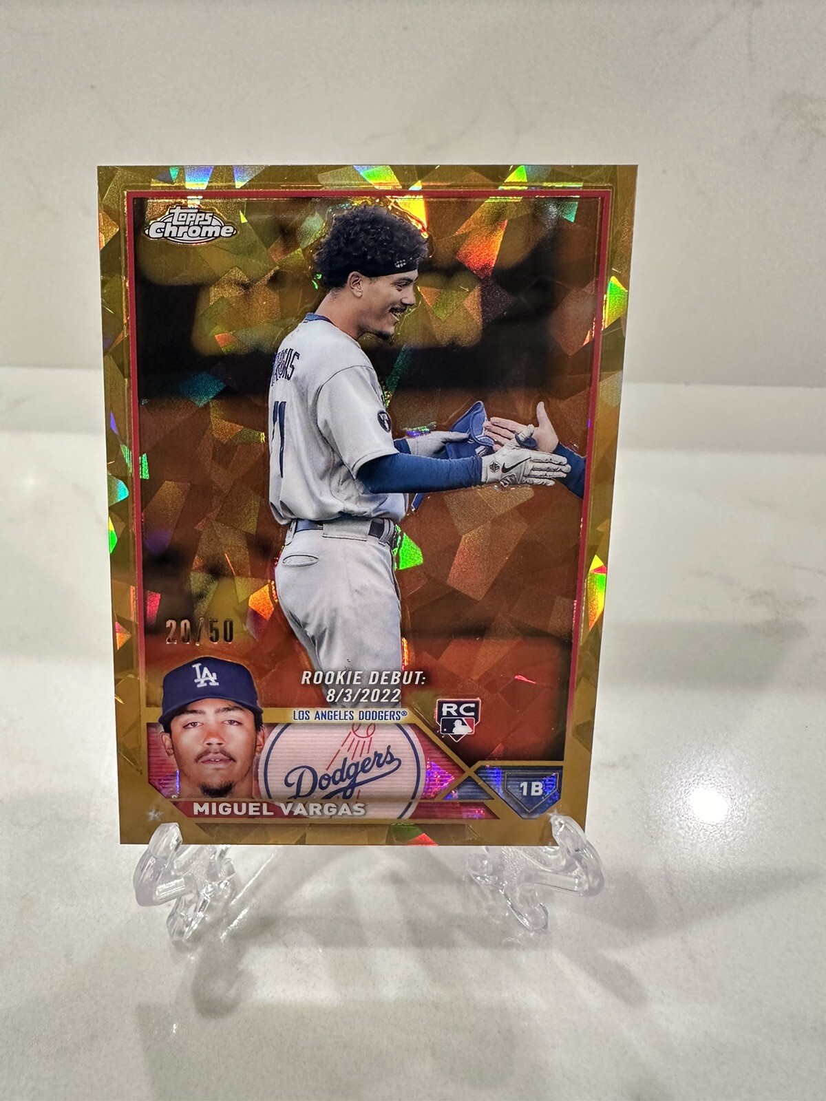 2023 Topps Chrome Sapphire Miguel Vargas Gold Refractor /50 Rookie! Mint!