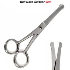 Ball Tipped Shears Rounded Ear Nose Hair Mustache Safety Scissors Pet Grooming