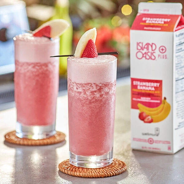 Island Oasis Plus Strawberry Banana Frozen Beverage Mix 32 fl. oz. - Image 2 of 3