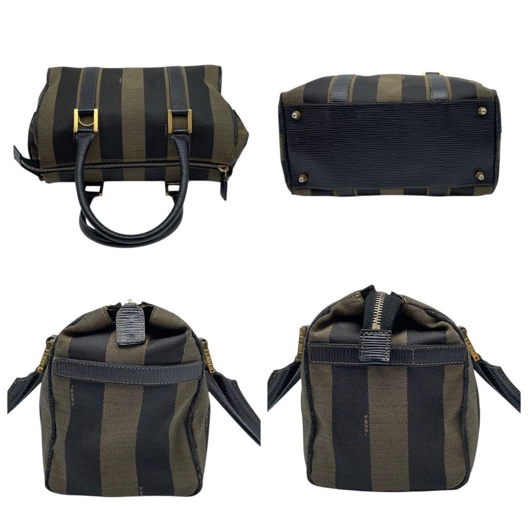 FENDI Hand Shoulder Bag Tote Purse 2way Pecan Canvas Leather Black Authentic thumbnail 23