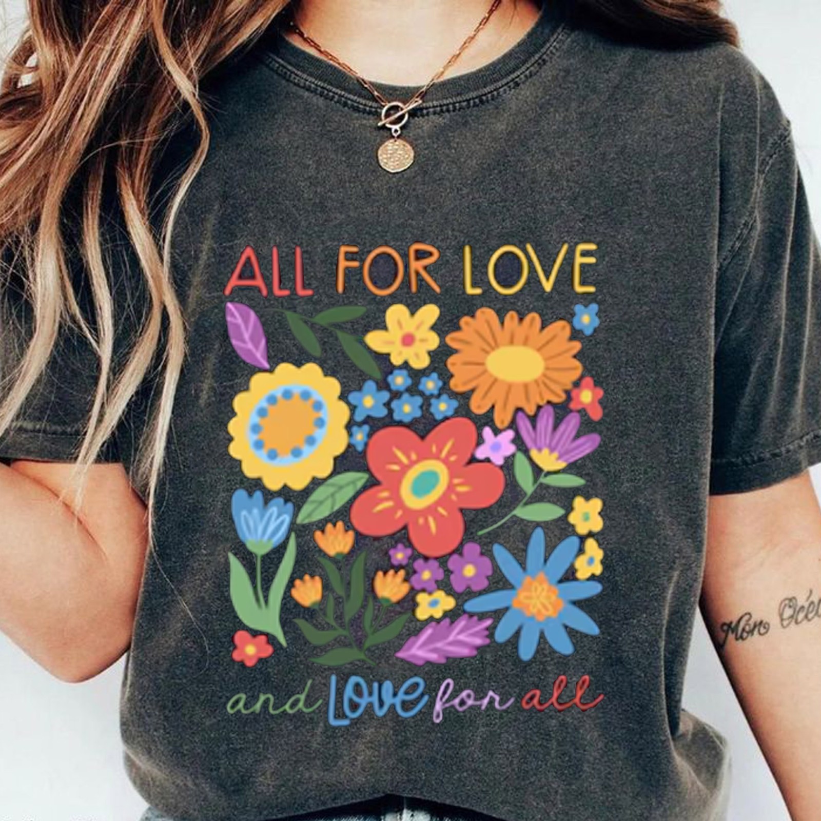 Camisa All for Love and Love for All, Camisa Orgullo Floral Vintage, Love is Love