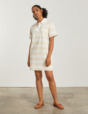 EVERLANE ~ New! NWT Generous S ~ OATMEAL Striped 100% ORGANIC COTTON Polo Dress