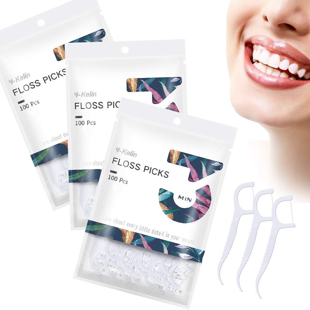 Y Kelin Dental Floss 100 Pcs Floss Sticks Dental 2 in 1 Resistant Toothpick Easy