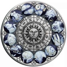 2022 $5 Signs of the Zodiac 5oz Silver Antiqued Coloured Coin