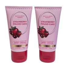 2 NEW Bath and Body Works STRAWBERRY POUND CAKE Body Cream TRAVEL SIZE 2.5 OZ