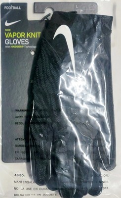 Nike Vapor Knit Elite Magnagrip Football 2 Pair Receiver Gloves Sz L Black/White