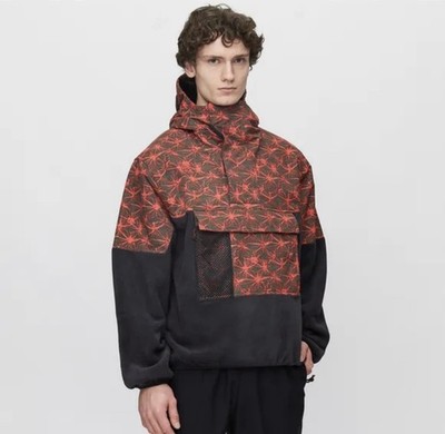NIKE ACG AOP Half Zip Nikelab Fleece Anorak Black & Rush Red Size Large