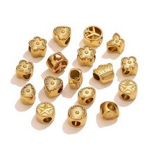 10pcs stainless steel gold plated spacer beads big hole for diy bracelet