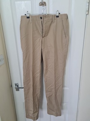 Massimo Dutti Chinos Trousers 38 Beige Check Lightweight Cotton