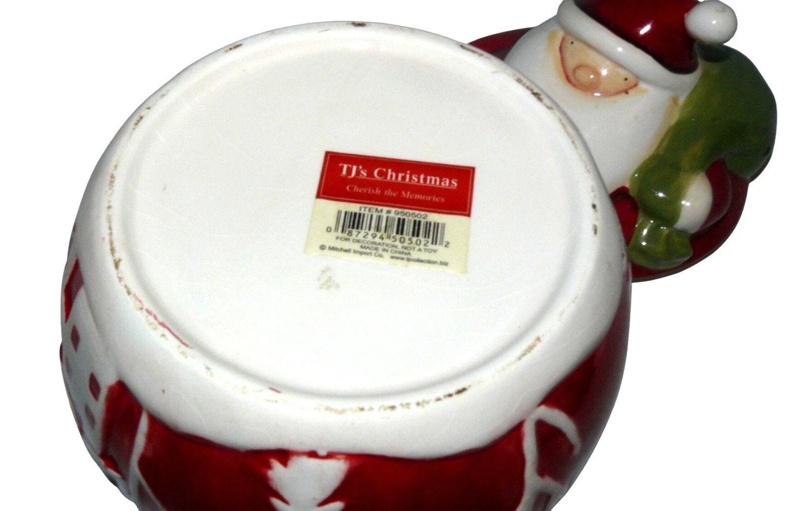 Santa Claus Winter Scene Ceramic Cookie Jar with Lid by TJs Christmas Vintage