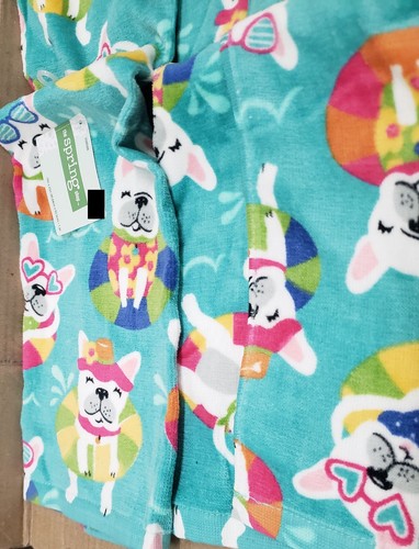 2 Same Cotton Kitchen Terry Towels (16"x26") DOGS,FLOATING FRENCHIE TOSS, Ritz - Picture 19 of 21