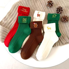 winter Socks For Kids Cotton Winter Cartoon Embroidery New Year Gift 3 pcs