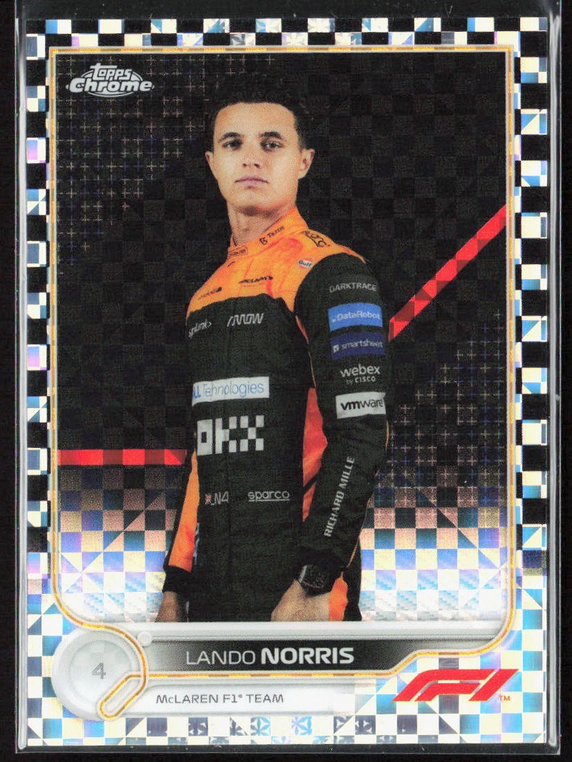 2022 Topps Chrome Formula 1 #33 Lando Norris Checker Flag Refractor McLaren F1