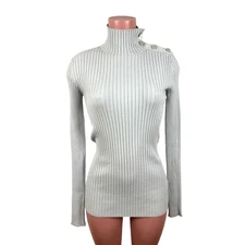 MM6 Maison Margiela Ribbed Mock Neck Sweater Light Blue-Gray NEW Medium