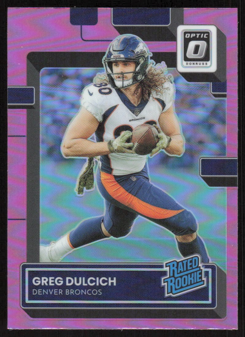 2022 Donruss Optic Pink Greg Dulcich #288 Rookie Denver Broncos