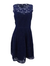 Tommy Hilfiger Women's Velvet Floral Lace Fit & Flare Dress