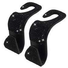 2 Pack Car Hooks, 2021 New Bling Rhinestones Crystal Hooks Car Black