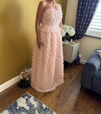 True Decadence Nude Peach Ruffle Frill Maxi Skirt & Strapless Top 10 £275 BNWT
