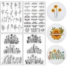 Floral Water Soluble Embroidery Stabilizer - 4 Sheets Stick and Stitch Embroi...