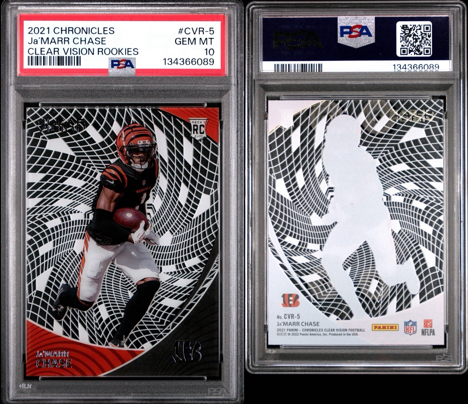 2021 CHRONICLES CLEAR VISION ROOKIES JA’MARR CHASE RC # CVR5 PSA 10 GEM MINT 