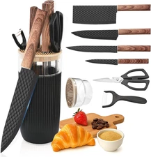 Knife Set, 7-Piece Kitchen Knife Set with Sharp Chef and Meat Knives, Anti-Rust 