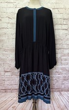 Lane Bryant Dress Plus 18 Popover Teal Black Crepe Sheath MIDI NEW