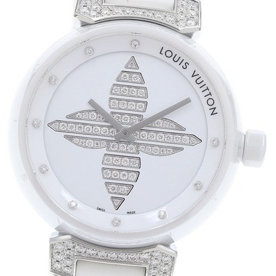 LOUIS VUITTON Tambour Forever Q13M4 10P lug diamond Quartz 