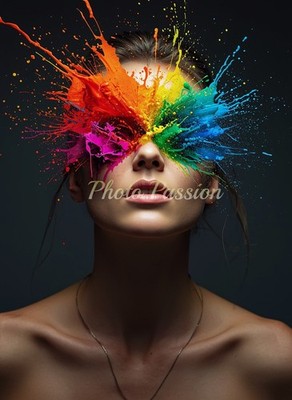 A4 Foto Portrait Frau Farben Poster Moderne Kunst (4205)