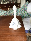 Fenton Signed Paisley Ruffled Silver Crest Milk Glass Bell Hand Painted