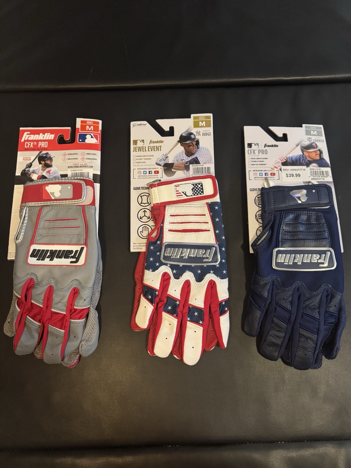 LOT OF 3 PAIRS. Franklin CFX PRO Men’s Medium M Baseball Batting Gloves New USA