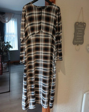 NEXT Black/White/Orange Check Round Neck Long Sleeve Maxi Dress 10