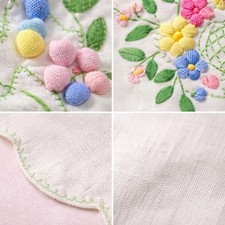 Handmade Cotton Placemat Napkin Set Floral Scalloped Cottagecore Table Linens