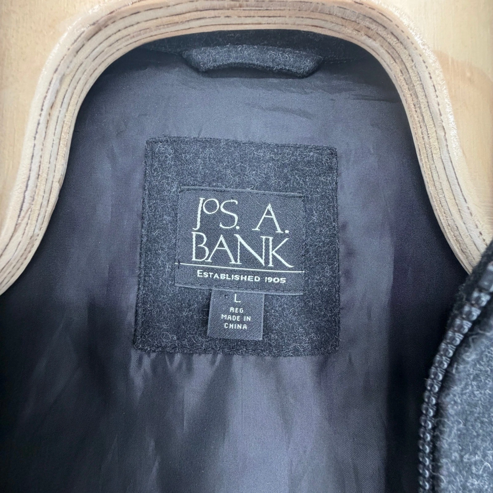 Jos. A. Bank Mens Wool Blend Full Zip Jacket Charcoal Gray Large L Regular NWOT image 5