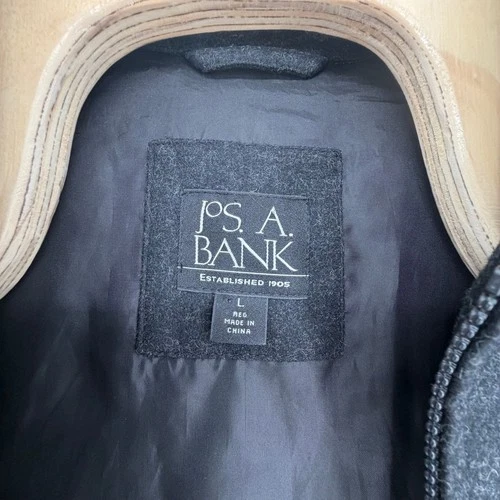 Jos. A. Bank Mens Wool Blend Full Zip Jacket Charcoal Gray Large L Regular NWOT image 5