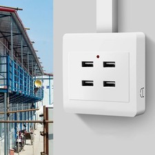 USB Wall Mounting Plug Outlet Electrical Socket Charger Station Power Adapter