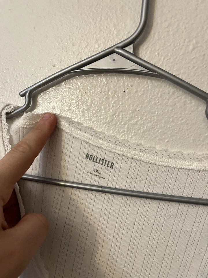 Hollister Top Womens Size XXL White Easy Long Sleeve Pointelle Babydoll Top - Image 3 of 4