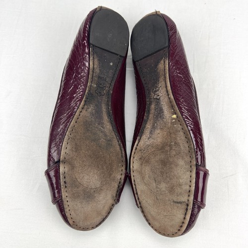 Tory Burch Women's Shoes Aaden Ballet Flats Maroon Burgundy Gold Slip-On Size 10 - Picture 13 of 19