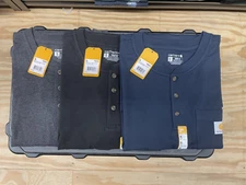 *LOT OF 3*NWT* XLT K128 Long Sleeve Henley Carhartt Men’s DK Gray, Black, Navy