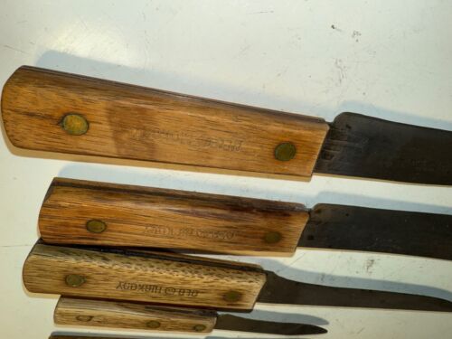 Vtg Old Hickory Butcher Knife Set Hanging Wood Block 5 Knives Rope Handle READ - Picture 7 of 22