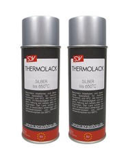 2x THERMOLACK SPRAY SILBER bis 650°C 400ml ABRIEBFEST Auspufflack Ofenlackspray