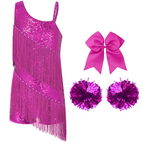 Kids Girls Dress Figure Dance Outfit Ice Skating Uniform Rhinestones Sleeveless - Picture 23 of 68