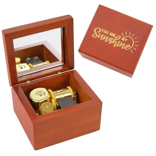 Music Box with Mirror, Wood Wind Up Musical Boxes Case You are My Sunshine - Picture 1 of 6