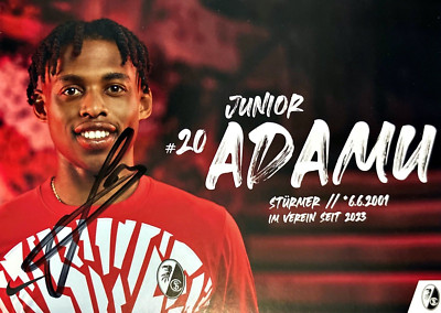 Autogramm Junior ADAMU SC FREIBURG-Satzkarte 23/24 Nationalspiele Österreich xyz
